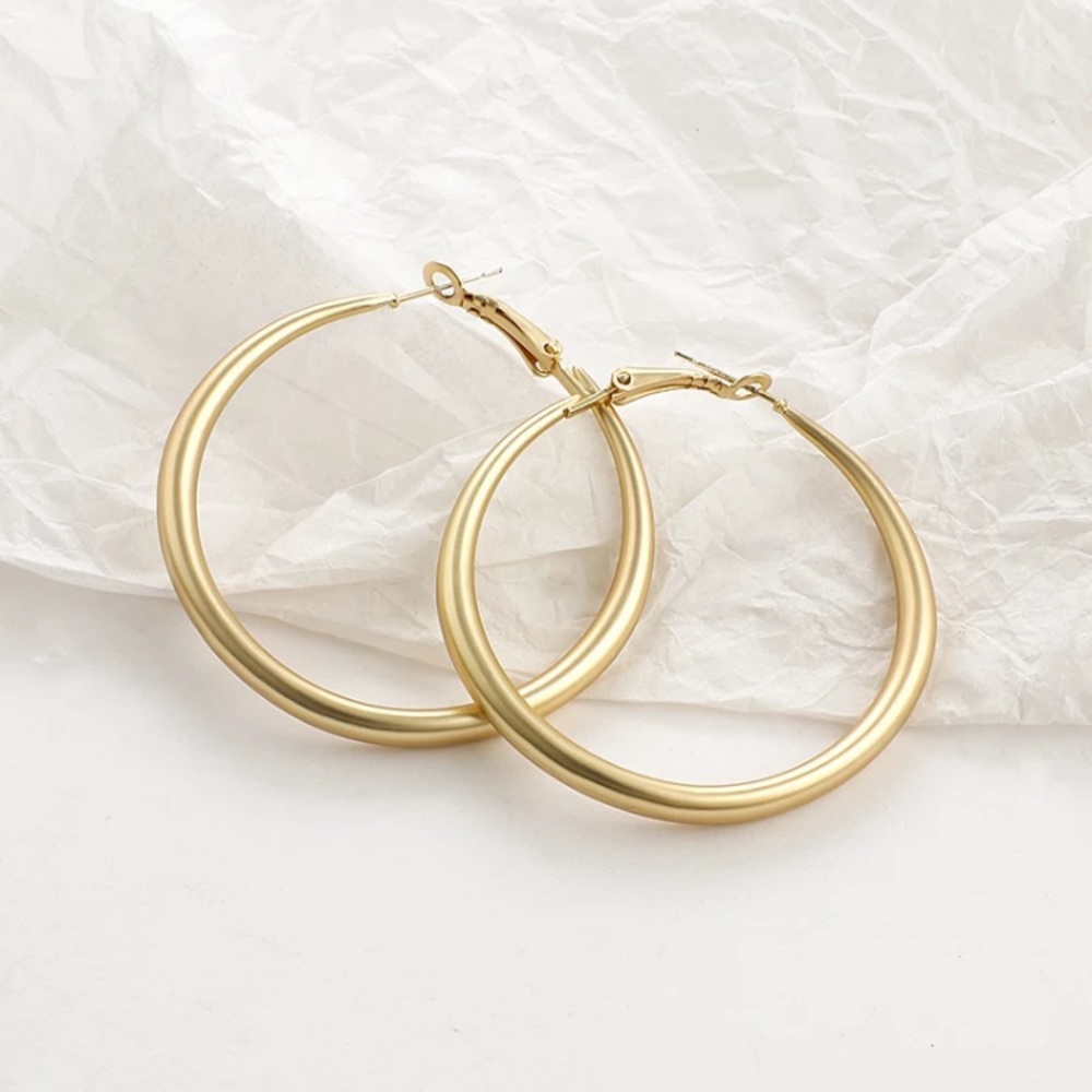 Matte Gold Gold Tone Earrings - Picture 4 of 5